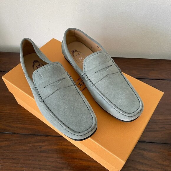 Tod's Men's Blue Suede Penny Loafer Shoes, XXM0LR00011RE0B211 - Picture 8 of 11